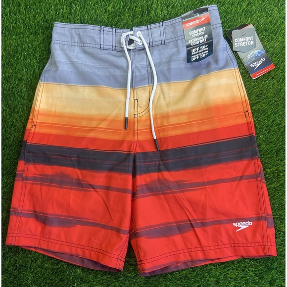 Speedo Other - Speedo shorts Comfort Stretch UPF 50+ Swim Trunks Men's Sz S Stripes NWT